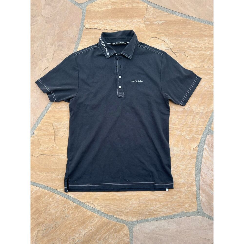 Travis Matthew Black Polo Shirt Mens Size M Golf Athleisure Preppy Cotton/Poly